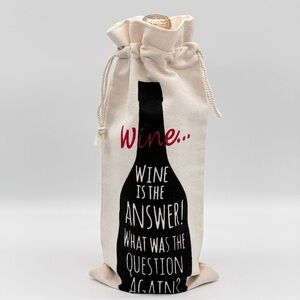 Canvas Wine Bottle Bag – “Wine is the Answer” Quote